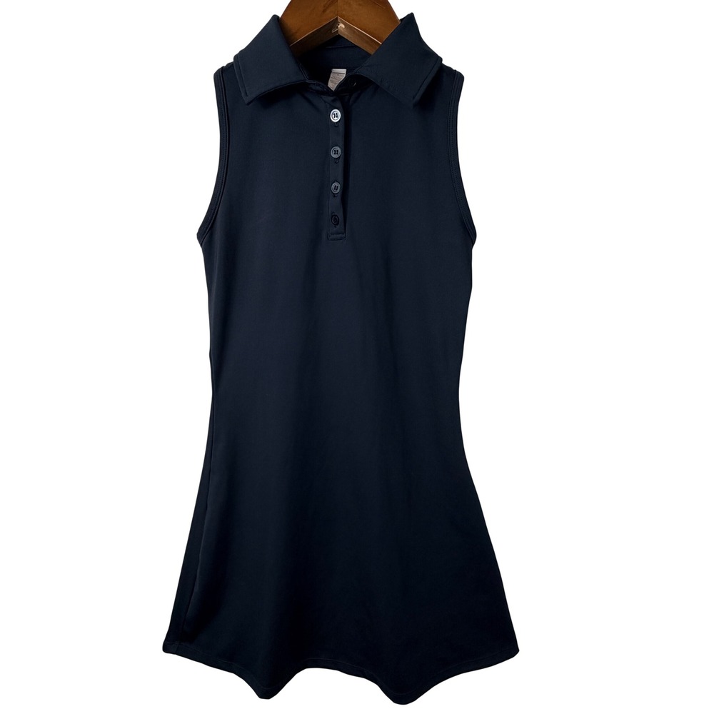 Nova Sport Active Mini Dress Black Sleeveless Racerback Polo Tenniscore S Gym